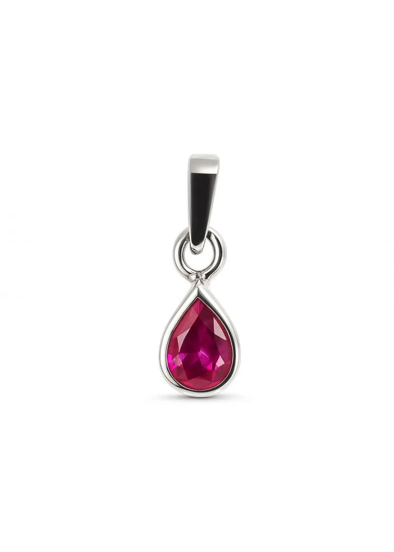 Pendentif Rubis Rouge Poire 0.77 carat en Or Blanc 750 pour femme - Bijoux Trabbia Vuillermoz