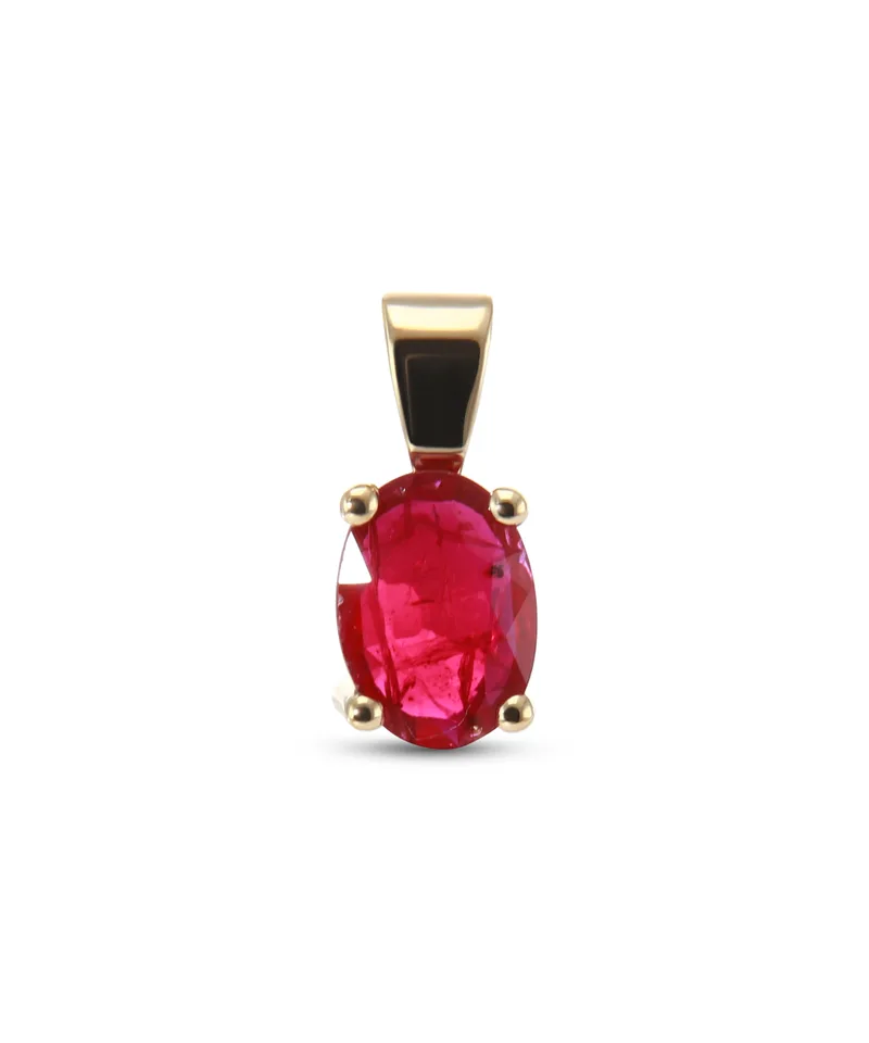 Pendentif Rubis Rouge Ovale 8x6mm en Or Jaune 750 pour femme - Bijoux Trabbia Vuillermoz